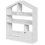 Libreria per bambini a 2 ripiani a forma di casetta in legno naturale con luce a sensore di movimento, 1 bambino