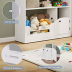 Libreria per bambini a 2 ripiani a forma di casetta in legno naturale con luce a sensore di movimento, 1 bambino