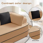 Divano componibile a L in tessuto teddy nero / cammello / verde / bianco – 3 posti