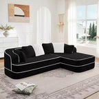 Divano componibile a L in tessuto teddy nero / cammello / verde / bianco – 3 posti