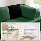 Divano componibile a L in tessuto teddy nero / cammello / verde / bianco – 3 posti
