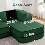 Divano componibile a L in tessuto teddy nero / cammello / verde / bianco – 3 posti