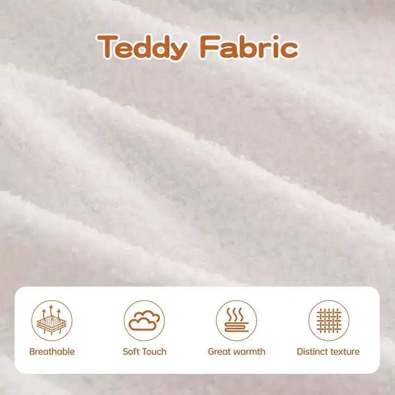 Divano componibile a L in tessuto teddy nero / cammello / verde / bianco – 3 posti