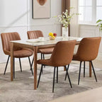Sedia da pranzo in similpelle nera/marrone, senza braccioli, schienale basso, set da 2