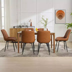 Sedia da pranzo in similpelle nera/marrone, senza braccioli, schienale basso, set da 2
