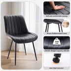 Sedia da pranzo in similpelle nera/marrone, senza braccioli, schienale basso, set da 2