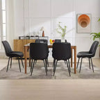 Sedia da pranzo in similpelle nera/marrone, senza braccioli, schienale basso, set da 2