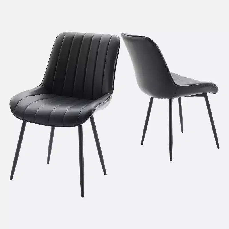 2-Piece Dining Chair Set, Faux Leather, Suitable for Kitchen and Dining Room, Comfortable Modern Metal Leg Chairs, Upholstered Side Chair