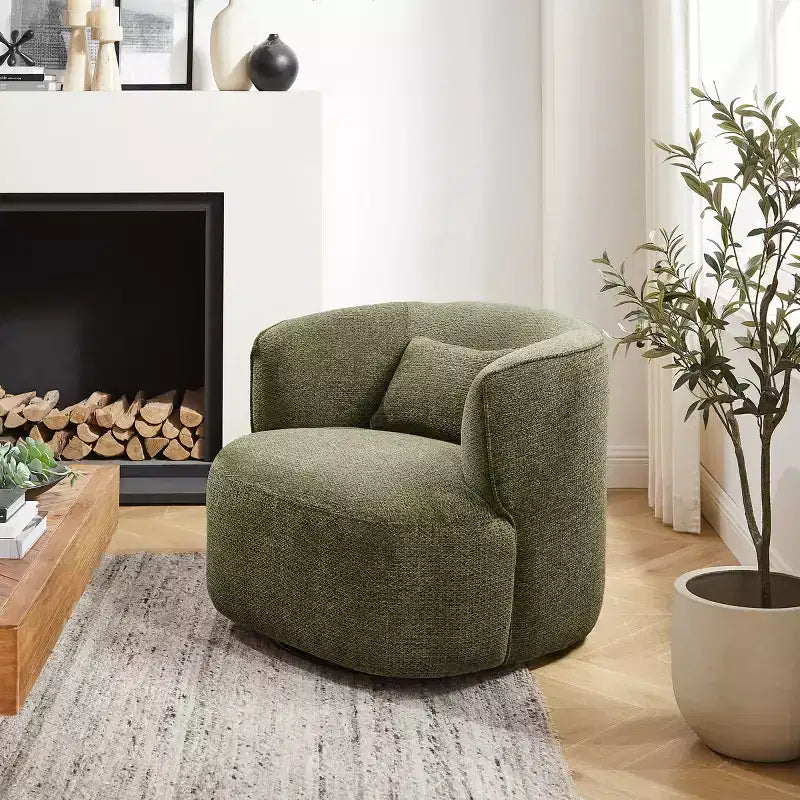 Poltrona girevole a barilotto blu / verde / rosso chiaro, cotone e lino, 1 posto