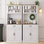 Dispensa da Cucina Autoportante da 71" con Ante in Vetro – Grigio / Bianco, Montaggio da 1 Persona