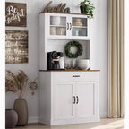 Dispensa da Cucina Autoportante da 71" con Ante in Vetro – Grigio / Bianco, Montaggio da 1 Persona