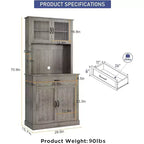 Dispensa da Cucina Autoportante da 71" con Ante in Vetro – Grigio / Bianco, Montaggio da 1 Persona