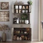 Dispensa da Cucina Autoportante da 71" con Ante in Vetro – Grigio / Bianco, Montaggio da 1 Persona