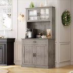 Dispensa da Cucina Autoportante da 71" con Ante in Vetro – Grigio / Bianco, Montaggio da 1 Persona