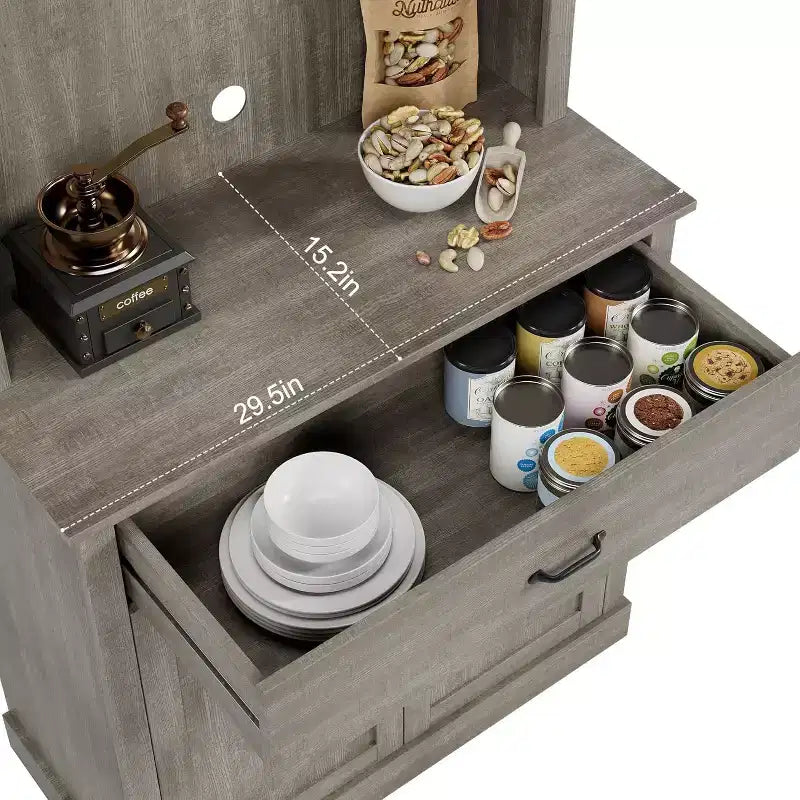 Dispensa da Cucina Autoportante da 71" con Ante in Vetro – Grigio / Bianco, Montaggio da 1 Persona