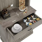 Dispensa da Cucina Autoportante da 71" con Ante in Vetro – Grigio / Bianco, Montaggio da 1 Persona