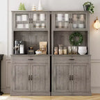 Dispensa da Cucina Autoportante da 71" con Ante in Vetro – Grigio / Bianco, Montaggio da 1 Persona
