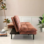Divano Letto Convertibile in Ecopelle Nero/Marrone/Grigio, 2-3 Posti