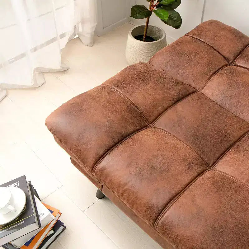 Divano Letto Convertibile in Ecopelle Nero/Marrone/Grigio, 2-3 Posti