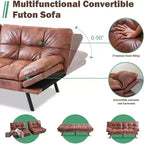 Divano Letto Convertibile in Ecopelle Nero/Marrone/Grigio, 2-3 Posti