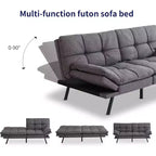 Divano Letto Convertibile in Ecopelle Nero/Marrone/Grigio, 2-3 Posti