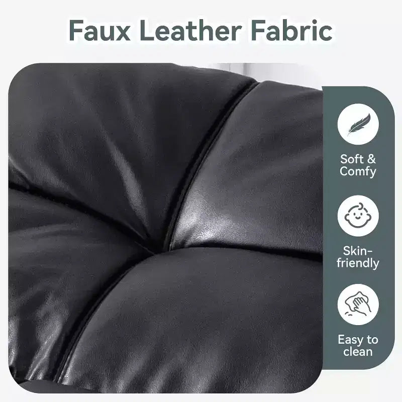 Divano Letto Convertibile in Ecopelle Nero/Marrone/Grigio, 2-3 Posti