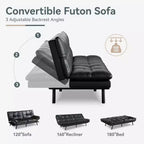 Divano Letto Convertibile in Ecopelle Nero/Marrone/Grigio, 2-3 Posti
