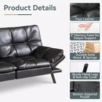 Divano Letto Convertibile in Ecopelle Nero/Marrone/Grigio, 2-3 Posti