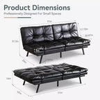 Divano Letto Convertibile in Ecopelle Nero/Marrone/Grigio, 2-3 Posti