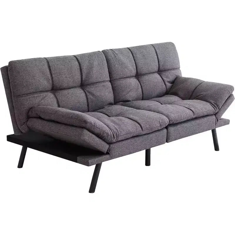 Divano Letto Convertibile in Ecopelle Nero/Marrone/Grigio, 2-3 Posti