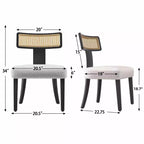 Sedia da pranzo imbottita in similpelle beige con schienale in rattan, set da 2