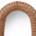 Specchio da parete ovale in rattan marrone naturale, singolo, con cornice intrecciata