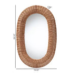 Specchio da parete ovale in rattan marrone naturale, singolo, con cornice intrecciata