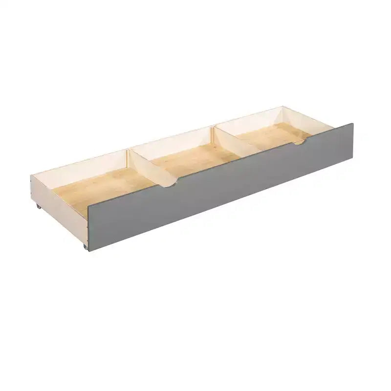 Letto a castello a L grigio/bianco singolo su singolo con cassetti, 4 posti letto