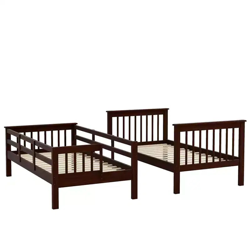 Letto a castello singolo sopra singolo con scala contenitore, colore espresso/grigio/bianco – 2 posti letto