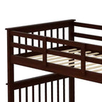 Letto a castello singolo sopra singolo con scala contenitore, colore espresso/grigio/bianco – 2 posti letto