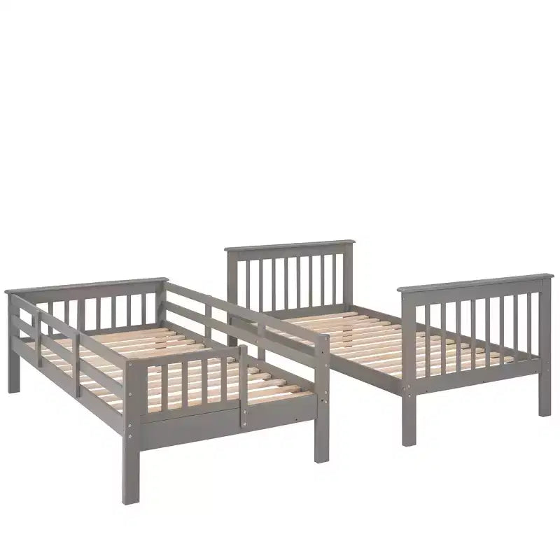 Letto a castello singolo sopra singolo con scala contenitore, colore espresso/grigio/bianco – 2 posti letto