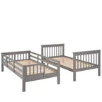 Letto a castello singolo sopra singolo con scala contenitore, colore espresso/grigio/bianco – 2 posti letto