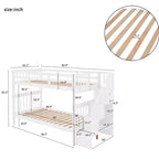 Letto a castello singolo sopra singolo con scala contenitore, colore espresso/grigio/bianco – 2 posti letto