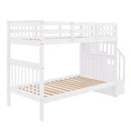 Letto a castello singolo sopra singolo con scala contenitore, colore espresso/grigio/bianco – 2 posti letto
