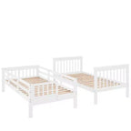 Letto a castello singolo sopra singolo con scala contenitore, colore espresso/grigio/bianco – 2 posti letto