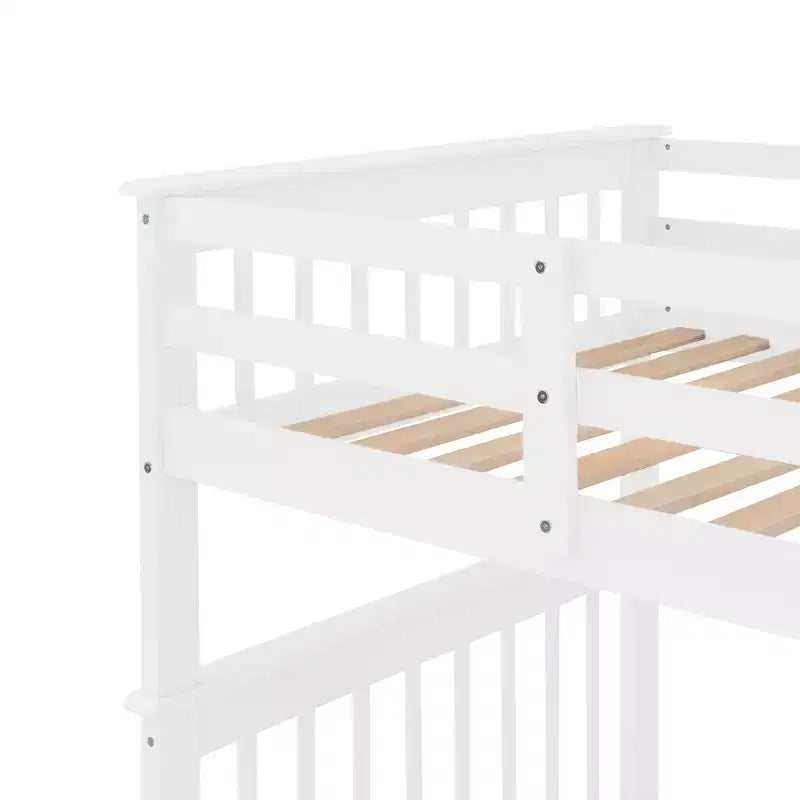 Letto a castello singolo sopra singolo con scala contenitore, colore espresso/grigio/bianco – 2 posti letto