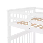 Letto a castello singolo sopra singolo con scala contenitore, colore espresso/grigio/bianco – 2 posti letto