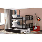 Letto a castello matrimoniale/matrimoniale completo espresso/grigio/bianco con letto estraibile singolo, può ospitare fino a 3 persone, trasformabile in 2 letti