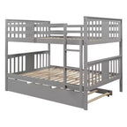 Letto a castello matrimoniale/matrimoniale completo espresso/grigio/bianco con letto estraibile singolo, può ospitare fino a 3 persone, trasformabile in 2 letti