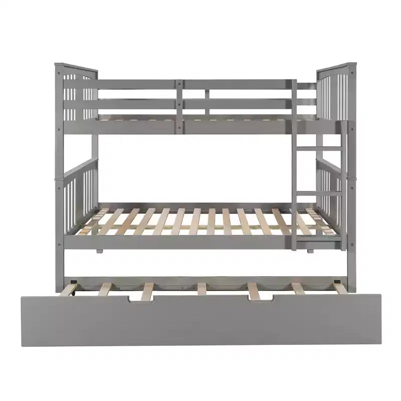 Letto a castello matrimoniale/matrimoniale completo espresso/grigio/bianco con letto estraibile singolo, può ospitare fino a 3 persone, trasformabile in 2 letti