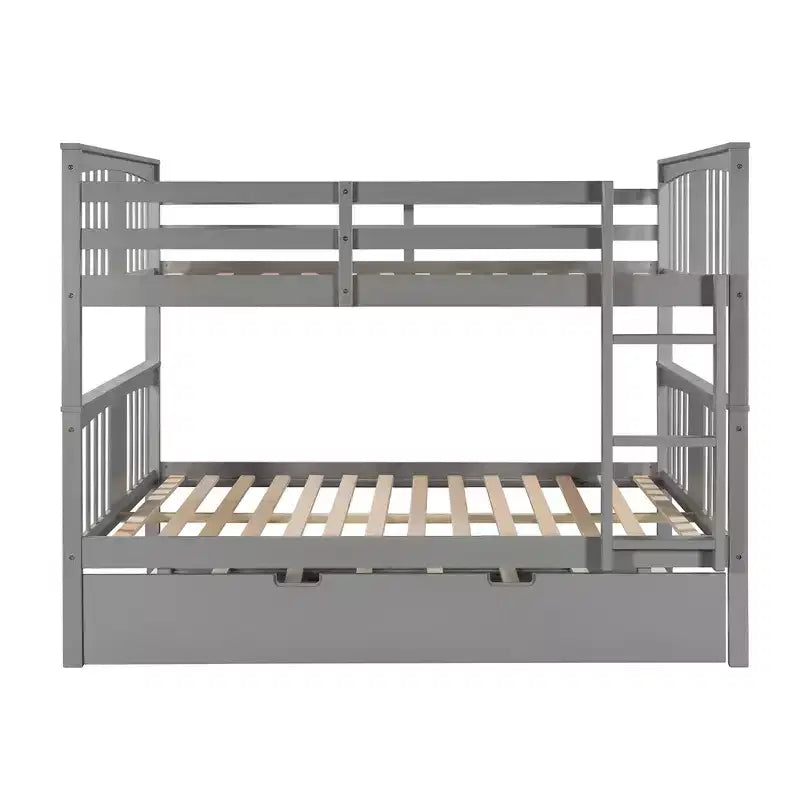 Letto a castello matrimoniale/matrimoniale completo espresso/grigio/bianco con letto estraibile singolo, può ospitare fino a 3 persone, trasformabile in 2 letti
