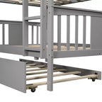 Letto a castello matrimoniale/matrimoniale completo espresso/grigio/bianco con letto estraibile singolo, può ospitare fino a 3 persone, trasformabile in 2 letti