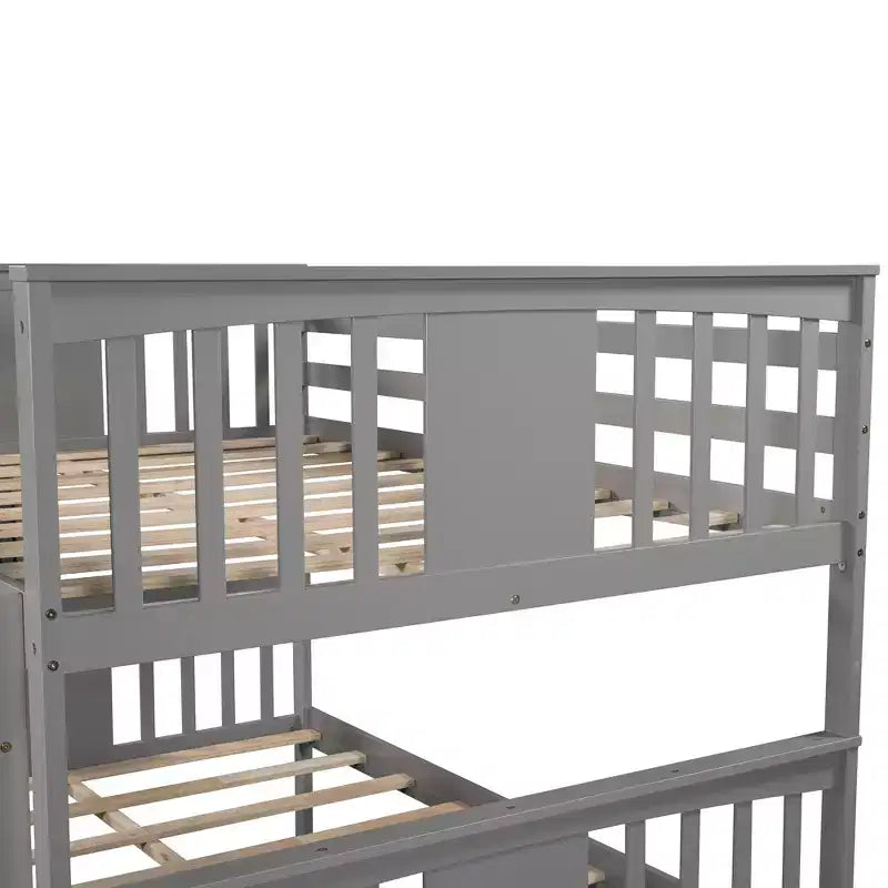 Letto a castello matrimoniale/matrimoniale completo espresso/grigio/bianco con letto estraibile singolo, può ospitare fino a 3 persone, trasformabile in 2 letti