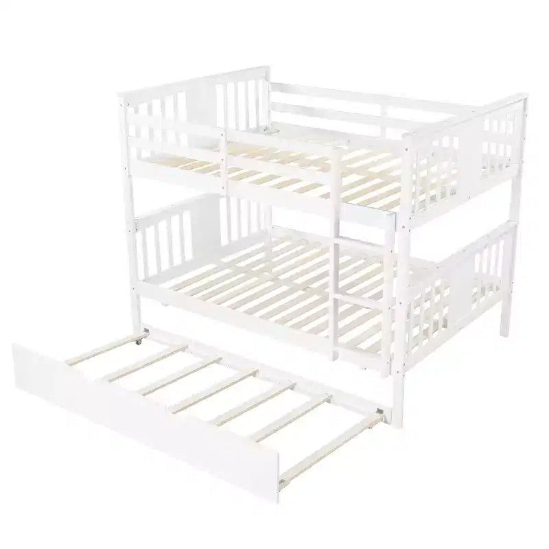 Letto a castello matrimoniale/matrimoniale completo espresso/grigio/bianco con letto estraibile singolo, può ospitare fino a 3 persone, trasformabile in 2 letti